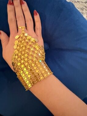 Gold Chain Coin Hand Harness Bracelet - Women Jewelry